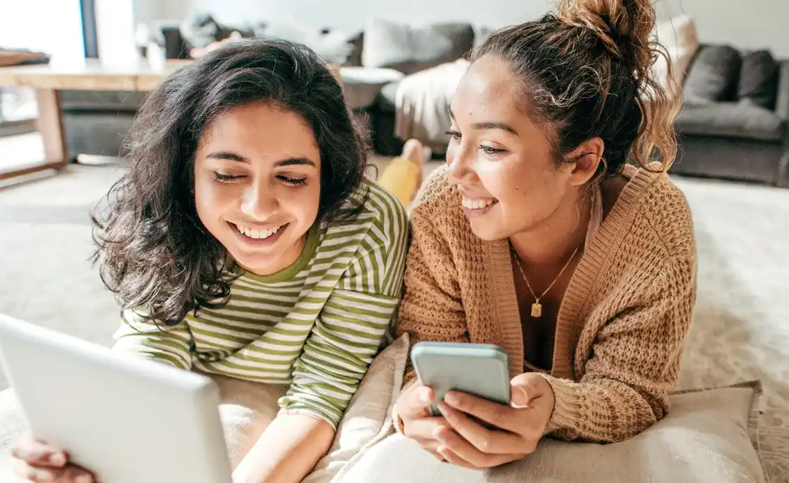 Girls hanging out on the couch